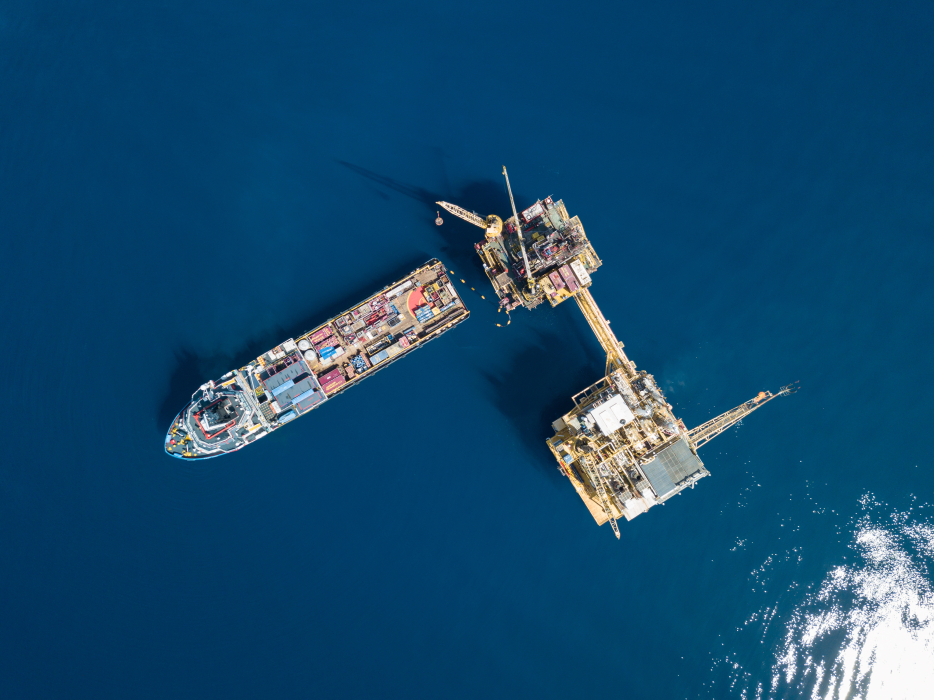 boat on offshore platform marine logistics